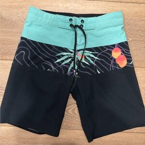 Boys Black and Teal Swim Shorts